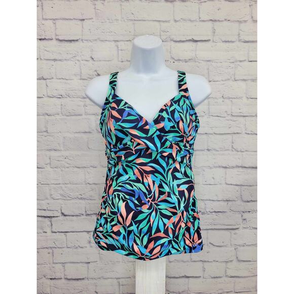 4R A469372 Lands' End V-Neck Wrap Underwire Tankini Top - Picture 1 of 2